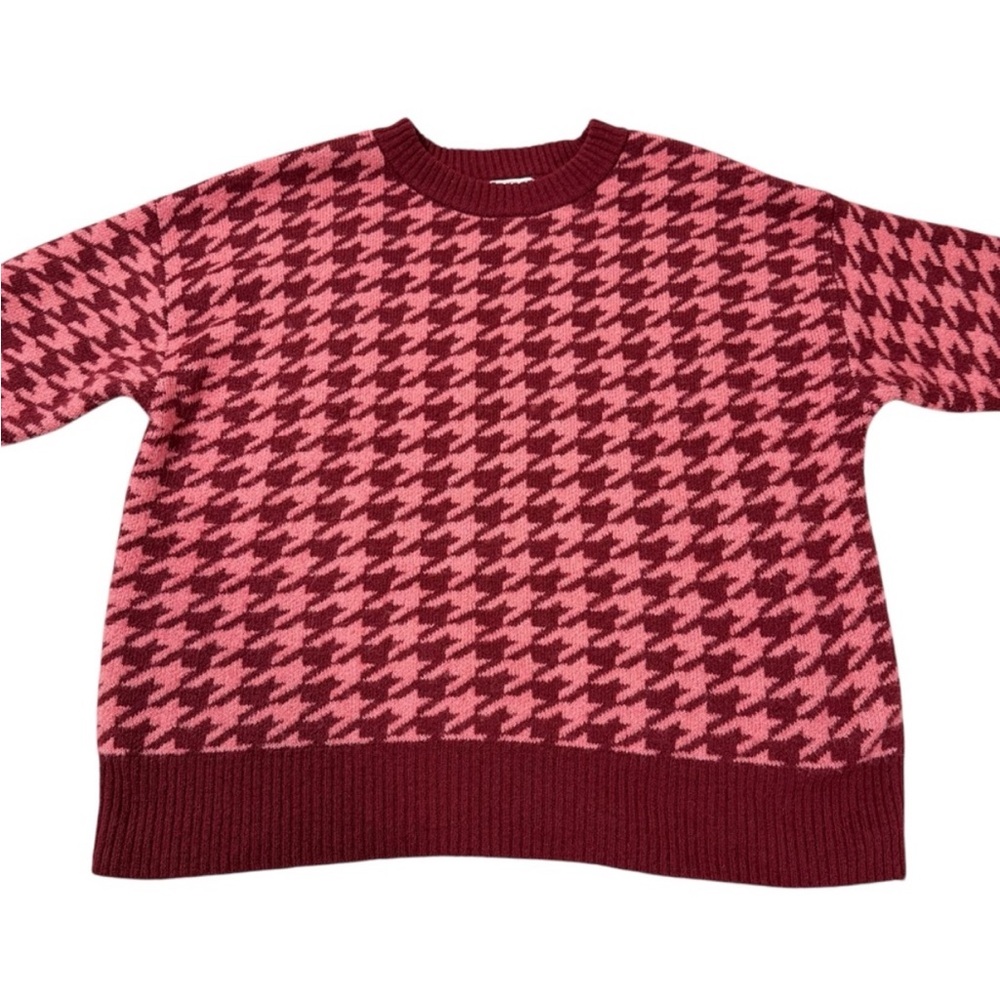Ava & Viv Women’s Pink & Red Houndstooth Pullover Crewneck Sweater Size 2X - Picture 3 of 8